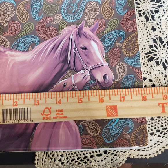 Farmhouse Cracker Barrel Brown Paisley Ceramic Horse "Family" Square Plate 8" - Picture 4 of 6